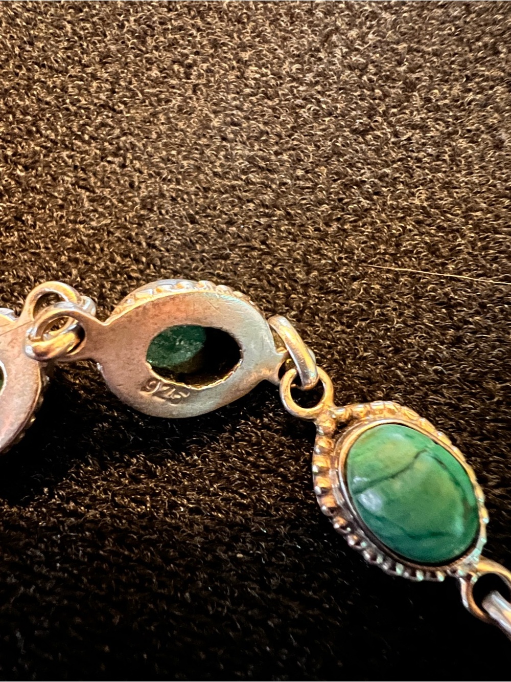 Vintage Sterling Silver Turquoise Stone Bracelet - 925 Marked
